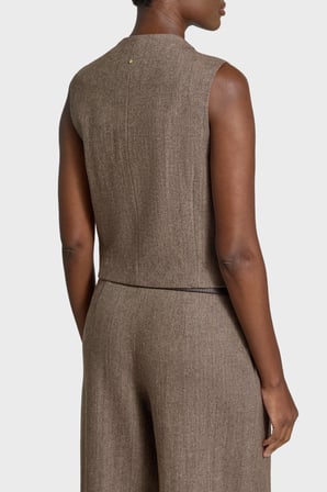 Armani Exchange Regular Fit Balıksırt Desenli Yelek Kadın YELEK XW002509 AF26078 F6044 KAHVE