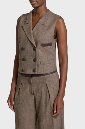 Armani Exchange Regular Fit Balıksırt Desenli Yelek Kadın YELEK XW002509 AF26078 F6044 KAHVE