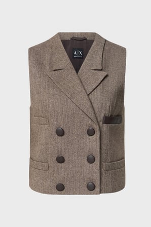 Armani Exchange Regular Fit Balıksırt Desenli Yelek Kadın YELEK XW002509 AF26078 F6044 KAHVE