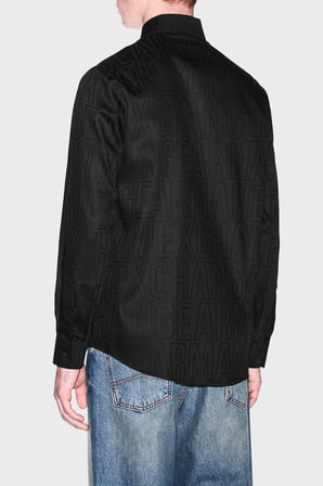 Armani Exchange Logolu % 100 Pamuk Regular Fit Jakarlı Gömlek Erkek GÖMLEK XM003244 AF13131 UC001 SİYAH