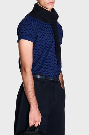 Armani Exchange Logolu % 100 Pamuk Bisiklet Yaka T Shirt Erkek T SHİRT XM003079 AF10356 MB036 Mavi-Siyah