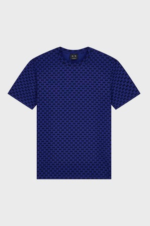 Armani Exchange Logolu % 100 Pamuk Bisiklet Yaka T Shirt Erkek T SHİRT XM003079 AF10356 MB036 Mavi-Siyah