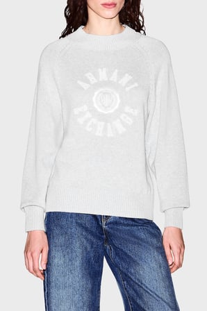 Armani Exchange Logolu % 100 Pamuk Regular Fit Bisiklet Yaka Kazak Kadın KAZAK XW002877 AF16552 O8019 GRİ MELANJ