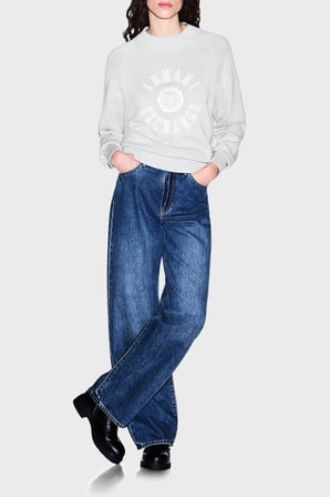 Armani Exchange Logolu % 100 Pamuk Regular Fit Bisiklet Yaka Kazak Kadın KAZAK XW002877 AF16552 O8019 GRİ MELANJ