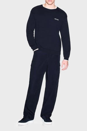 Armani Exchange Pamuk Karışımlı Regular Fit Bisiklet Yaka Kazak Erkek KAZAK XM003009 AF28775 UB101 LACİVERT