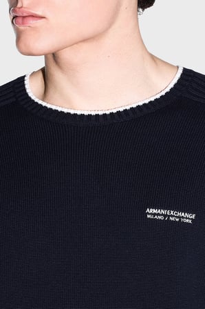 Armani Exchange Pamuk Karışımlı Regular Fit Bisiklet Yaka Kazak Erkek KAZAK XM003009 AF28775 UB101 LACİVERT