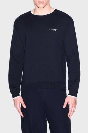 Armani Exchange Pamuk Karışımlı Regular Fit Bisiklet Yaka Kazak Erkek KAZAK XM003009 AF28775 UB101 LACİVERT