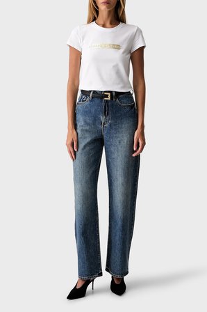 Armani Exchange Pamuk Karışımlı Logolu Bisiklet Yaka T Shirt Kadın T SHİRT XW002811 AF16294 U0002 BEYAZ