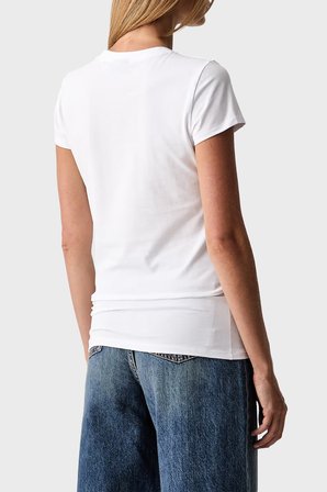 Armani Exchange Pamuk Karışımlı Logolu Bisiklet Yaka T Shirt Kadın T SHİRT XW002811 AF16294 U0002 BEYAZ