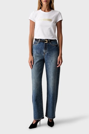 Armani Exchange Pamuk Karışımlı Logolu Bisiklet Yaka T Shirt Kadın T SHİRT XW002811 AF16294 U0002 BEYAZ