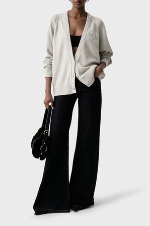 Armani Exchange Logolu % 100 Pamuk V Yaka Düğmeli Hırka Kadın HIRKA XW002878 AF16552 O8019 GRİ MELANJ