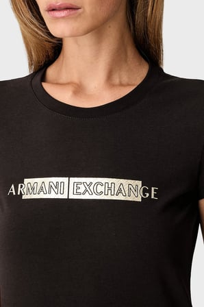 Armani Exchange Pamuk Karışımlı Logolu Bisiklet Yaka T Shirt Kadın T SHİRT XW002811 AF16294 U6032 KAHVE