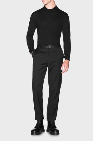 Armani Exchange Yün Karışımlı Regular Fit Düğmeli Polo Erkek POLO XM003569 AF28778 UC001 SİYAH