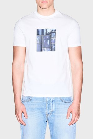 Armani Exchange Baskılı % 100 Pamuk Slim Fit Bisiklet Yaka T Shirt Erkek T SHİRT XM003015 AF10356 U0009 BEYAZ