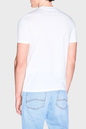 Armani Exchange Baskılı % 100 Pamuk Slim Fit Bisiklet Yaka T Shirt Erkek T SHİRT XM003015 AF10356 U0009 BEYAZ
