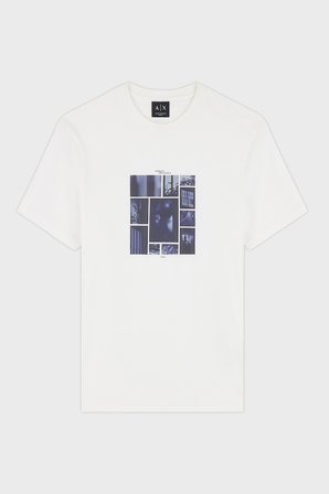 Armani Exchange Baskılı % 100 Pamuk Slim Fit Bisiklet Yaka T Shirt Erkek T SHİRT XM003015 AF10356 U0009 BEYAZ