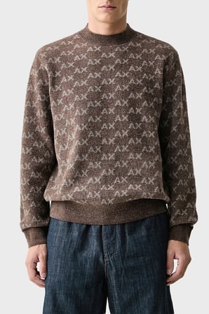 Armani Exchange Tamamı Logolu Regular Fit Bisiklet Yaka Kazak Erkek KAZAK XM002992 AF16916 F6236 KAHVE