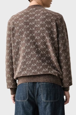Armani Exchange Tamamı Logolu Regular Fit Bisiklet Yaka Kazak Erkek KAZAK XM002992 AF16916 F6236 KAHVE
