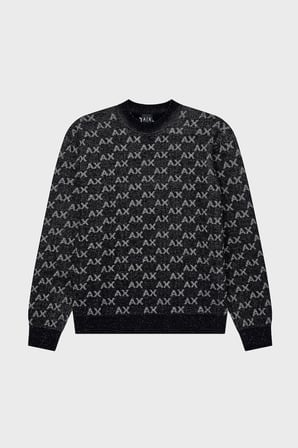 Armani Exchange Tamamı Logolu Regular Fit Bisiklet Yaka Kazak Erkek KAZAK XM002992 AF16916 FC356 SİYAH