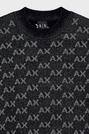 Armani Exchange Tamamı Logolu Regular Fit Bisiklet Yaka Kazak Erkek KAZAK XM002992 AF16916 FC356 SİYAH