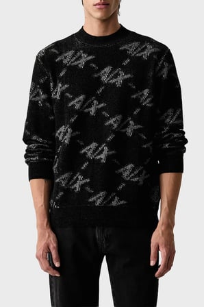 Armani Exchange Tamamı Logolu Regular Fit Bisiklet Yaka Kazak Erkek KAZAK XM002992 AF16916 FC357 SİYAH