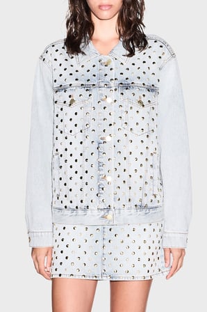 Armani Exchange %100 Pamuk Regular Fit Zımba Detaylı Ceket Kadın CEKET XW002526 AF25775 MB003 AÇIK MAVİ