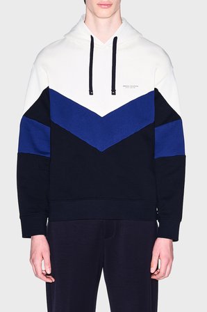 Armani Exchange % 100 Pamuk Regular Fit Kapüşonlu Sweat Erkek SWEAT XM002963 AF20934 M0378 BEYAZ-LACİVERT