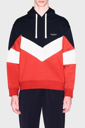 Armani Exchange % 100 Pamuk Regular Fit Kapüşonlu Sweat Erkek SWEAT XM002963 AF20934 MB749 LACİVERT-BEYAZ