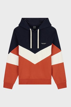 Armani Exchange % 100 Pamuk Regular Fit Kapüşonlu Sweat Erkek SWEAT XM002963 AF20934 MB749 LACİVERT-BEYAZ