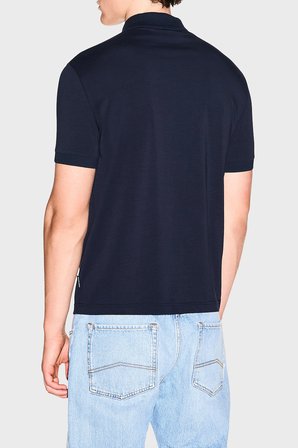Armani Exchange Logolu Pamuklu Yarım Fermuarlı Polo Erkek POLO XM003422 AF26650 UB101 LACİVERT
