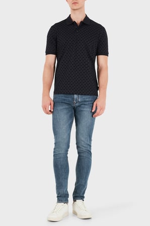 Armani Exchange % 100 Pamuk Regular Fit Düğme Polo Erkek POLO XM002905 AF10356 UB101 LACİVERT