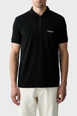 Armani Exchange Logolu Pamuklu Yarım Fermuarlı  Polo Erkek POLO XM003422 AF26650 UC001 SİYAH