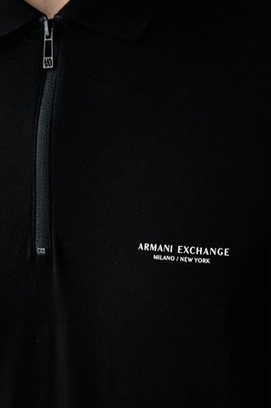 Armani Exchange Logolu Pamuklu Yarım Fermuarlı  Polo Erkek POLO XM003422 AF26650 UC001 SİYAH