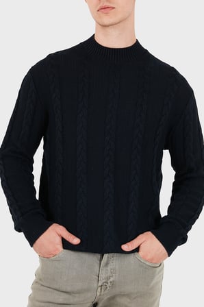 Armani Exchange Yün Karışımlı Örgü Desenli Bisiklet Yaka Kazak Erkek KAZAK XM003563 AF14008 UB101 LACİVERT