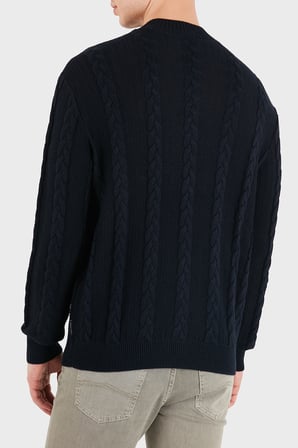 Armani Exchange Yün Karışımlı Örgü Desenli Bisiklet Yaka Kazak Erkek KAZAK XM003563 AF14008 UB101 LACİVERT