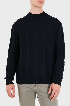 Armani Exchange Yün Karışımlı Örgü Desenli Bisiklet Yaka Kazak Erkek KAZAK XM003563 AF14008 UB101 LACİVERT