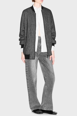 Armani Exchange Taşlı Relaxed Fit Yüksek Bel Bol Paça Jeans Kadın KOT PANTOLON XW000100 AF25772 M8088 GRİ