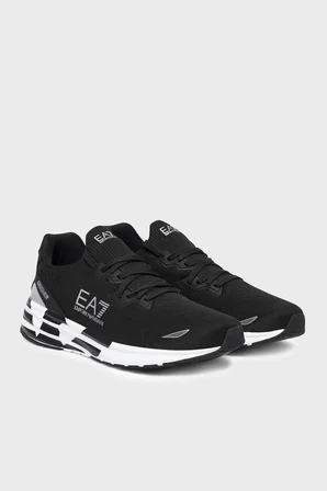 EA7 logolu Sneaker Ayakkabı Unisex AYAKKABI 7X000652 AF18639 MC032 SİYAH-GÜMÜŞ