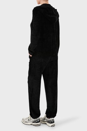 Emporio Armani Regular Fit Kapüşonlu Logolu Kadife Dokulu Eşofman Takımı Kadın EŞOFMAN TAKIMI EW004748 AF26228 UC001 SİYAH