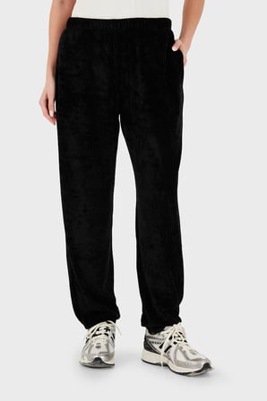 Emporio Armani Regular Fit Kapüşonlu Logolu Kadife Dokulu Eşofman Takımı Kadın EŞOFMAN TAKIMI EW004748 AF26228 UC001 SİYAH