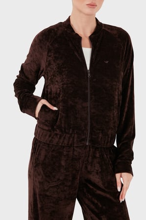 Emporio Armani Logolu Regular Fit Düz Paça Kadife Dokulu Eşofman Takımı Kadın EŞOFMAN TAKIMI EW004750 AF26228 U6279 KAHVE