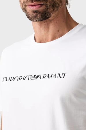 Emporio Armani Logolu Pamuklu Regular Fit Bisiklet Yaka T Shirt Erkek T SHİRT EM000377 AF25030 U0002 BEYAZ