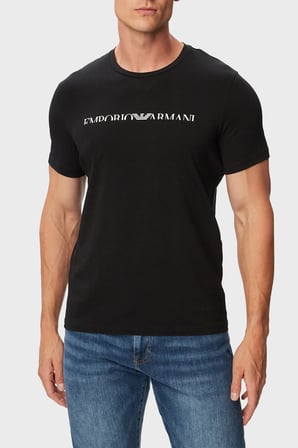 Emporio Armani Logolu Pamuklu Regular Fit Bisiklet Yaka T Shirt Erkek T SHİRT EM000377 AF25030 UC001 SİYAH