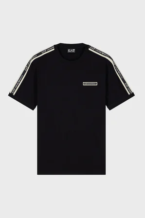 EA7 Logolu Pamuklu Regular Fit Yuvarlak Yaka T Shirt Erkek T SHİRT 7M002189 AF10373 UC001 SİYAH