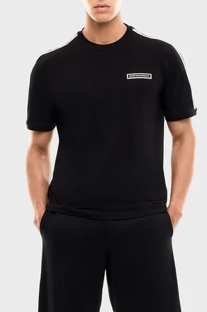 EA7 Logolu Pamuklu Regular Fit Yuvarlak Yaka T Shirt Erkek T SHİRT 7M002189 AF10373 UC001 SİYAH