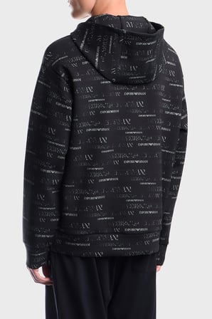 Emporio Armani Pamuklu Tamamı Logolu Kapüşonlu Sweat Erkek SWEAT EM006861 AF10013 FB563 LACİVERT
