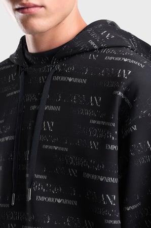 Emporio Armani Pamuklu Tamamı Logolu Kapüşonlu Sweat Erkek SWEAT EM006861 AF10013 FB563 LACİVERT