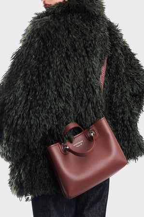 Emporio Armani Logolu Çıkarılabilir Askılı Çanta Kadın ÇANTA EW000361 AF12036 M6453 BORDO
