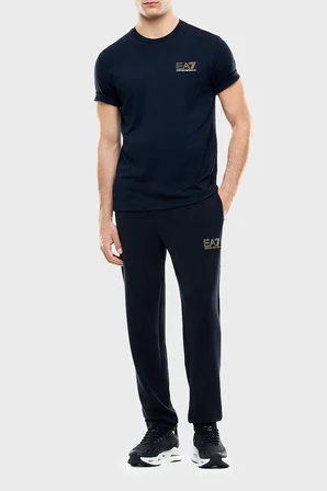 EA7 logolu Regular Fit Bisiklet Yaka T Shirt Erkek T SHİRT 7M002238 AF13739 UB102 LACİVERT