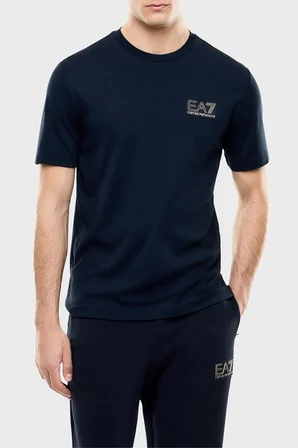 EA7 logolu Regular Fit Bisiklet Yaka T Shirt Erkek T SHİRT 7M002238 AF13739 UB102 LACİVERT